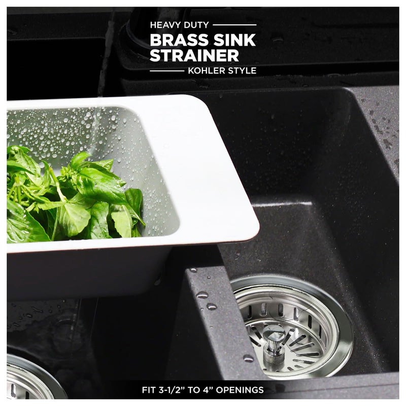 Highcraft Heavy Duty Kitchen Sink Drain Assembly 3-1/2 Inch Stainless Steel Strainer Basket & Stopper, Standard Sink Drain - Image 2